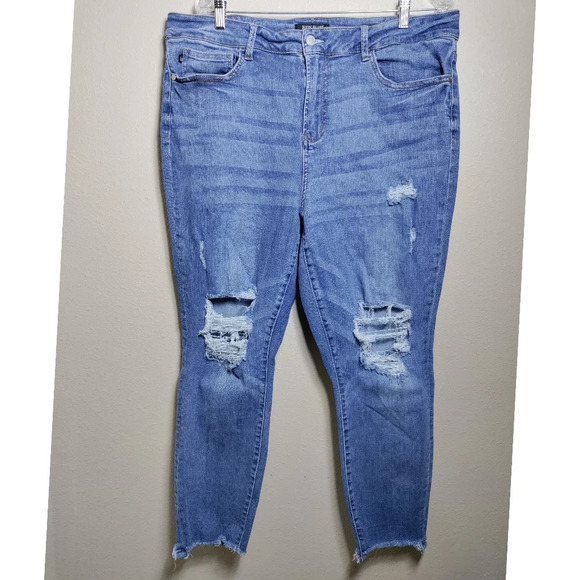 Judy Blue High Rise Knee Destroyed Denim Skinny Jeans Size 18W - Picture 1 of 6